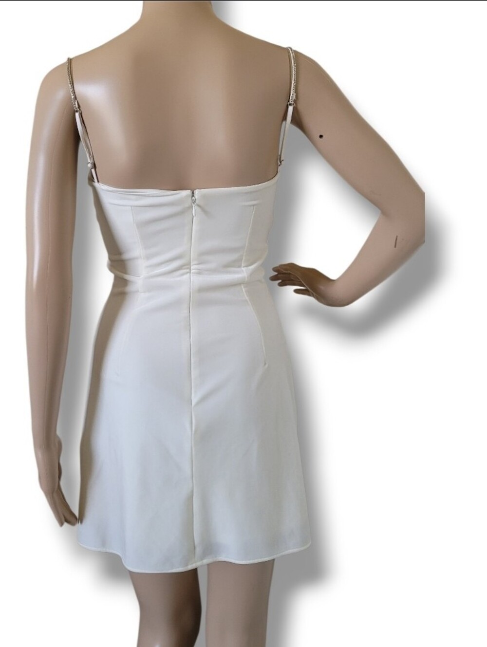 House Of CB Grace Lace Crystallised Velour Mini Dress XS Ivory Velvet - Picture 6 of 11